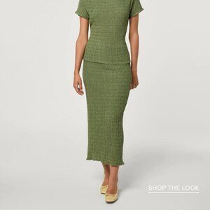 Rouje Olive Textured Midi Skirt